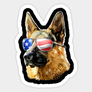 Patriotic German Shepherd American Flag Sunglasses Sticker